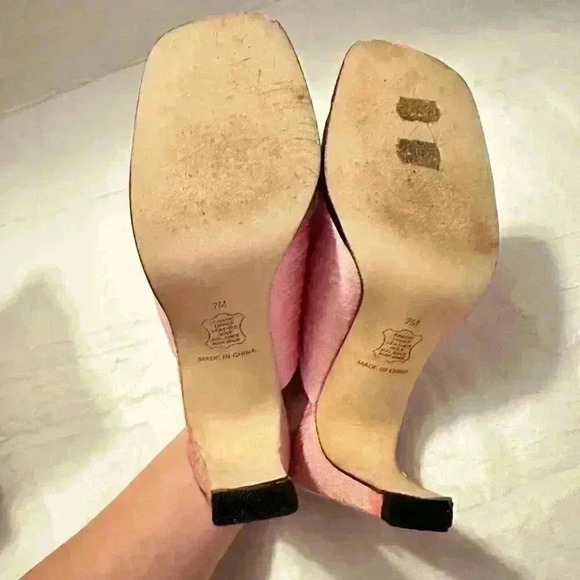 Moda Spana Rivta Pink Indian Silk Heel Sandals Sz 7 Barbie - Picture 5 of 8